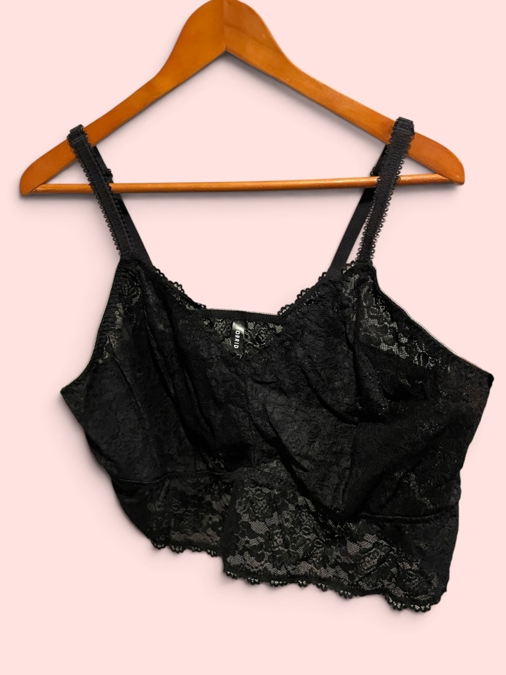 Cute Torrid black lace long line bralette plus 4X stretchy coquette sexy